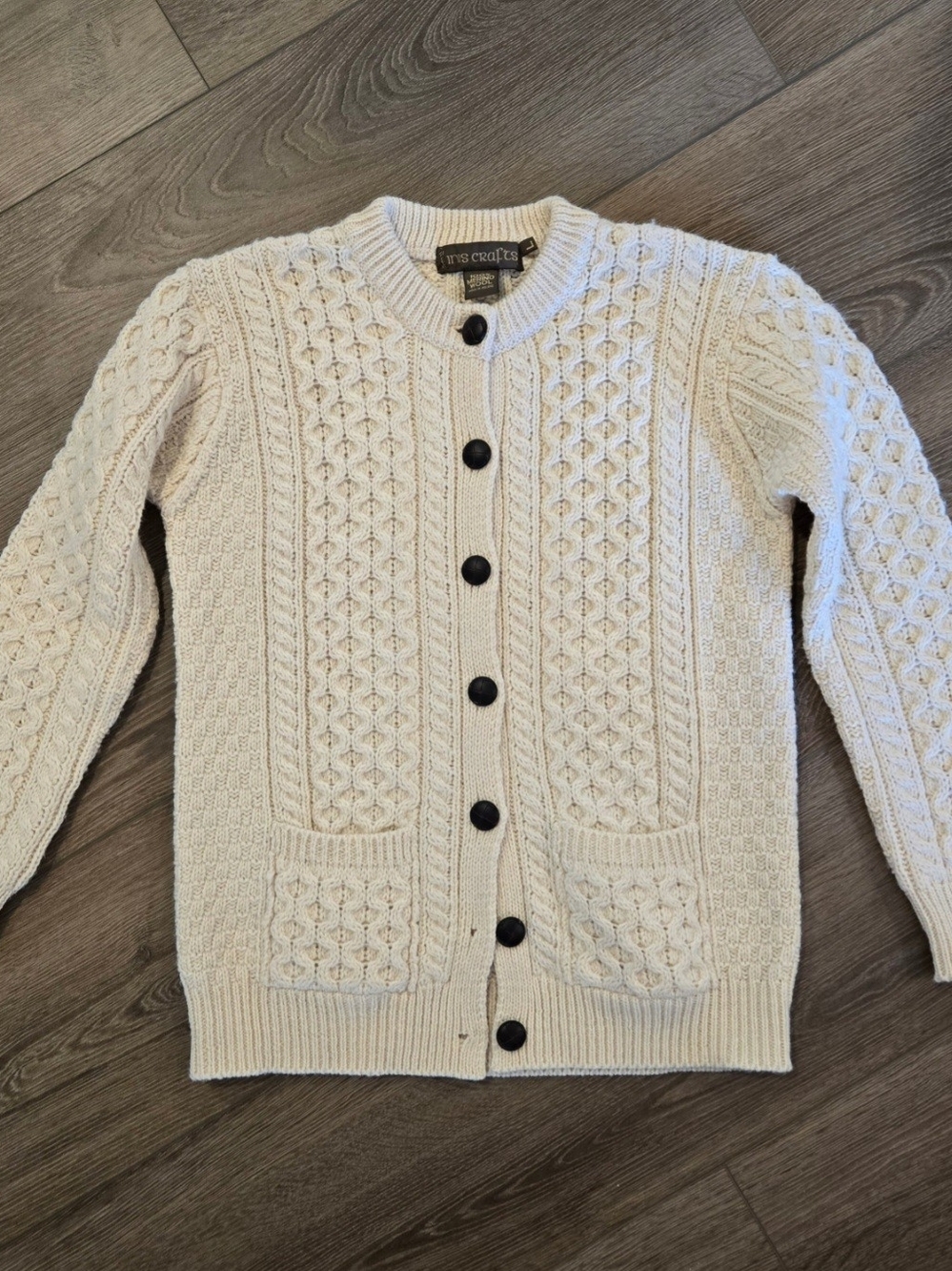 Women’s INIS Crafts 100% Merino Wool Irish Cable Knit Cardigan